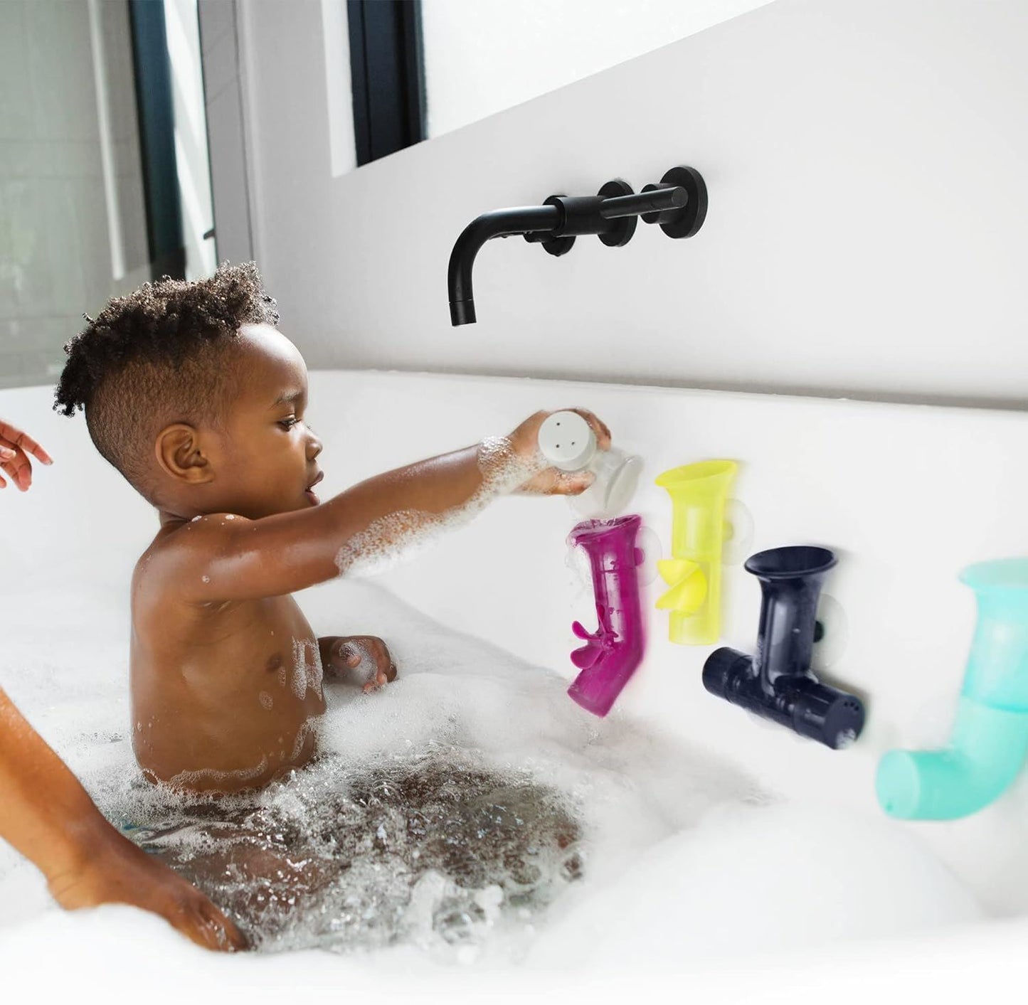 Boon Pipes Building Bath Toy Set B11379 – TOMY Creative Bath Tub Water Pipes & Tubes for Interactive STEM Water Play