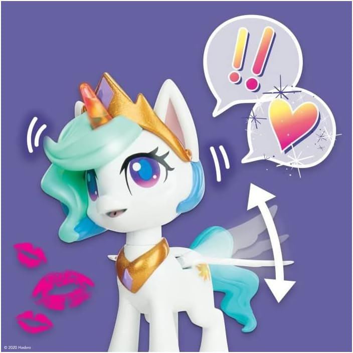 My Little Pony Princess Celestia 8″ Magical Kiss Unicorn (E9107) – Interactive Kids Toy with Lights, Sounds & 3 Surprise Accessories by Hasbro