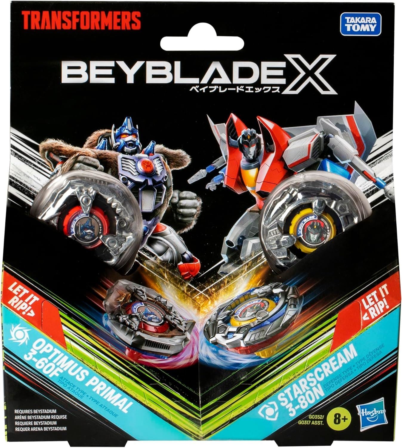 OPTIMUS PRIMAL 3-60F vs. STARSCREAM 3-80N G0352 (Beyblade X Transformers)